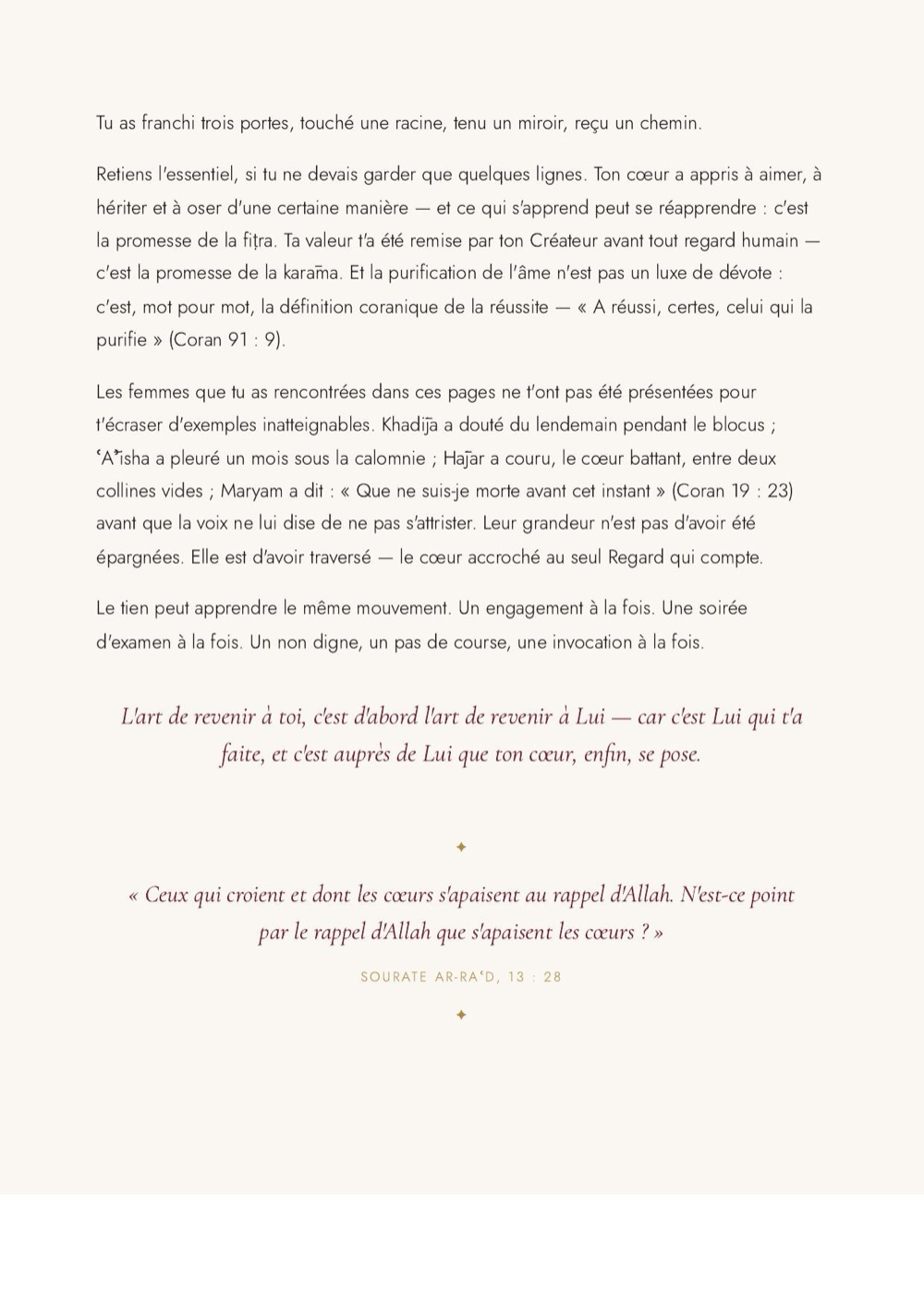 Lettre à celle qui revient